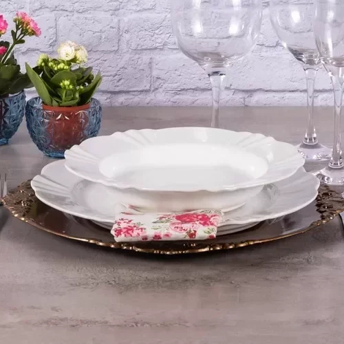 Baixela Serviço Jantar Soleil White 50pç Porcelana Oxford - 6