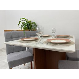 Mesa de Jantar com 4 Cadeiras 1.20x0.90 Helo/nicole – Mel/off White/cinza - 5