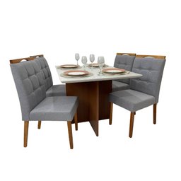 Mesa de Jantar com 4 Cadeiras 1.20x0.90 Helo/nicole – Mel/off White/cinza - 10