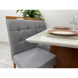 Mesa de Jantar com 4 Cadeiras 1.20x0.90 Helo/nicole – Mel/off White/cinza - 4