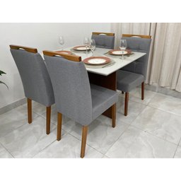 Mesa de Jantar com 4 Cadeiras 1.20x0.90 Helo/nicole – Mel/off White/cinza - 2