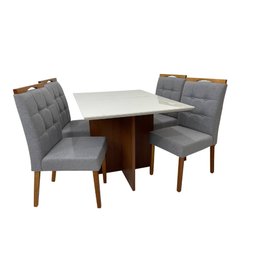 Mesa de Jantar com 4 Cadeiras 1.20x0.90 Helo/nicole – Mel/off White/cinza - 11