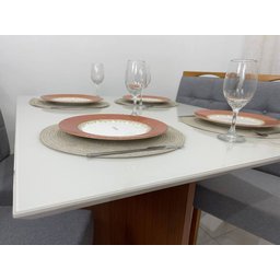 Mesa de Jantar com 4 Cadeiras 1.20x0.90 Helo/nicole – Mel/off White/cinza - 6