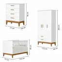 Ver imagem 3 de Quarto de Bebê Completo 3 Peças com Berço Minicama 2 em 1, Cômoda e Guarda Roupa 3 Portas em MDF Flip Branco Fosco