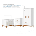 Ver imagem 4 de Quarto de Bebê Completo 3 Peças com Berço Minicama 2 em 1, Cômoda e Guarda Roupa 3 Portas em MDF Flip Branco Fosco