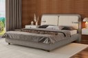 Ver imagem 1 de Cabeceira King Mali e Cama Factor Cinza - Linho Off White
