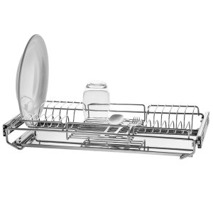 Escorredor de Louça 12 Pratos Corrediça Deslizante 87cm Aramado com Bandeja Inox