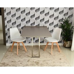 Conjunto de Mesa Dobrável Retrátil 1,40 Volpi Inox + 2 Cadeiras Leda - Branca - 2