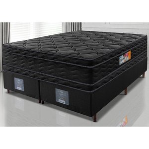 Cama Box King Colchão Ortofirm Black + Box 193x203x71 Double Face Espuma D33 Preto