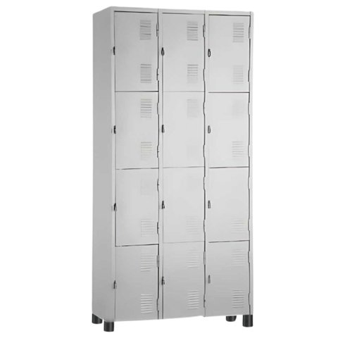 Armário Roupeiro de Aço Vestiário Academia 12 Portas Locker Cinza