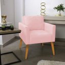Ver mais imagens de Kit 2 Poltronas Aline Suede Rosa Bebê Pés Palito Castanho - D’Rossi