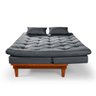 Sofa Cama Caribe Reclinável 3 Posições Base e Pés em Madeira Tecido Suede Cor Cinza - 4