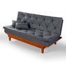 Sofa Cama Caribe Reclinável 3 Posições Base e Pés em Madeira Tecido Suede Cor Cinza - 1