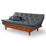 Sofa Cama Caribe Reclinável 3 Posições Base e Pés em Madeira Tecido Suede Cor Cinza - 2