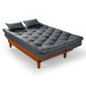 Sofa Cama Caribe Reclinável 3 Posições Base e Pés em Madeira Tecido Suede Cor Cinza - 3