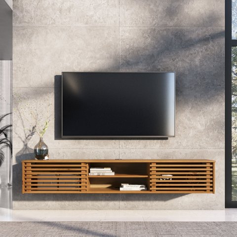 Rack Suspenso para Sala 175 cm Madeira TV 75 Polegadas Freijó Rian Idimex