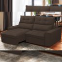 Ver imagem 2 de Sofá Retrátil Reclinável para Sala de Estar Living 230cm Dimas F04 Veludo Marrom - Lyam Decor