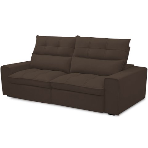 Sofá Retrátil Reclinável para Sala de Estar Living 230cm Dimas F04 Veludo Marrom - Lyam Decor