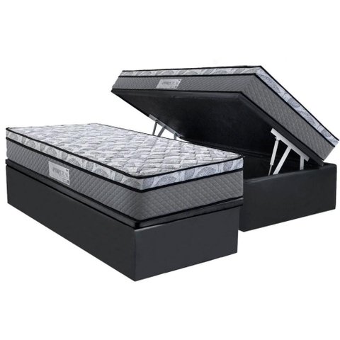 Cama Box Baú Solteiro: Colchão Anatômico Herval D60 / Ag65 Perpetual + Base Crc Suede Gray (