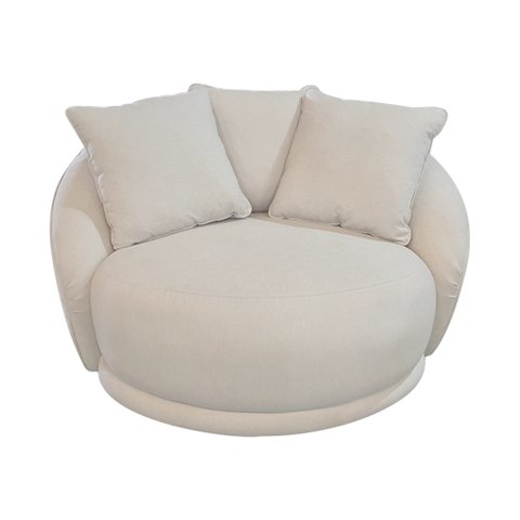 Poltrona Giratória 122cm Mercy Bouclé Suave Off White - Sallar Home