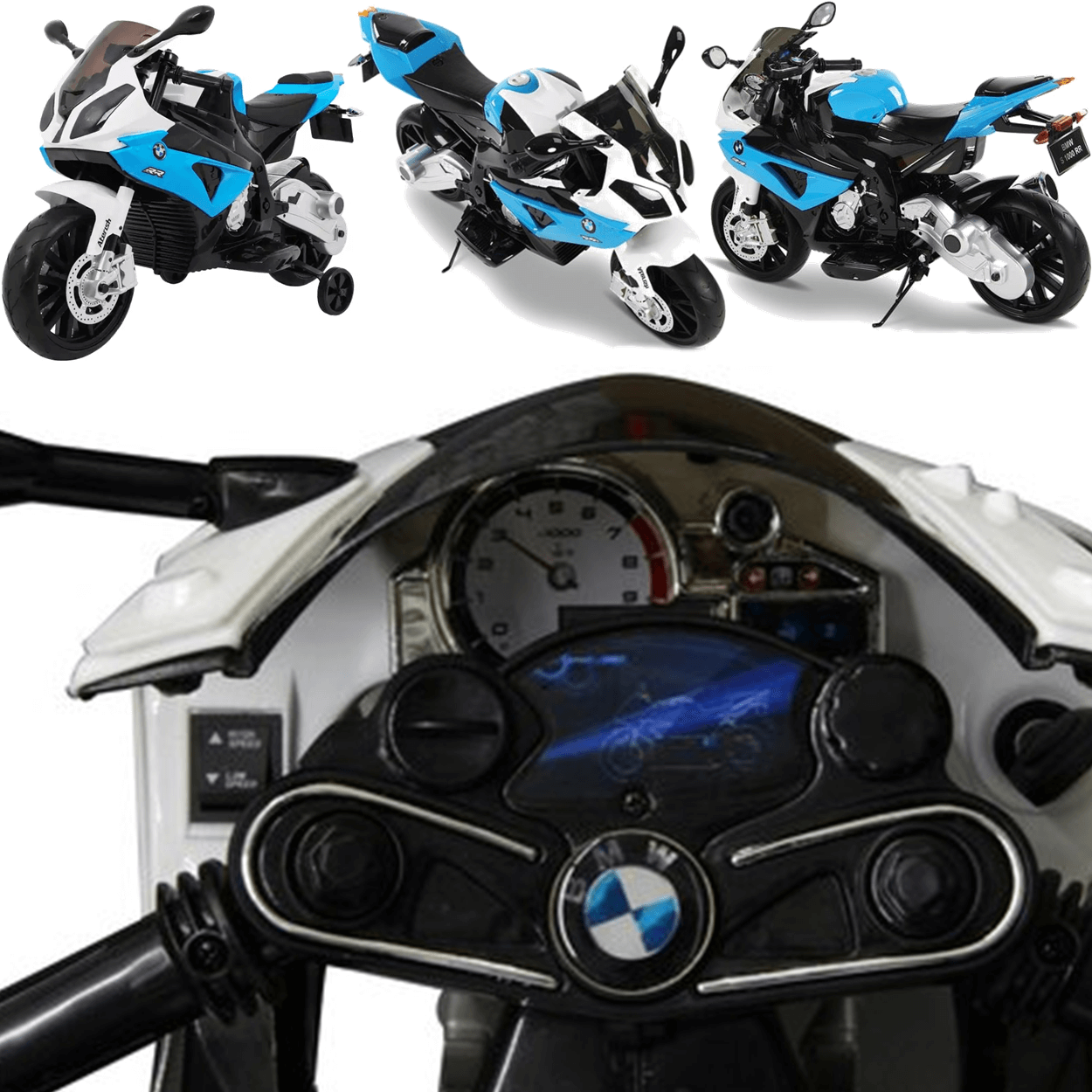 Moto Eletrica Infantil Zippy Toys BMW S1000RR Aterish 12V Azul - 3