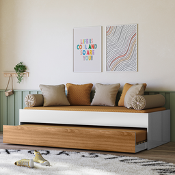 Bicama Ônix com Cama Auxiliar Nature Branco Estrutura Resistente com Rodízios - Peternella - 2