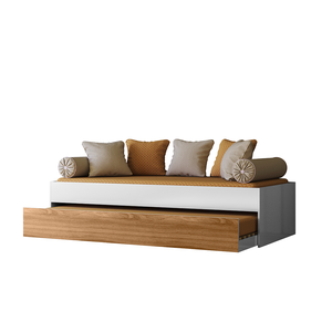 Bicama Ônix com Cama Auxiliar Nature Branco Estrutura Resistente com Rodízios - Peternella