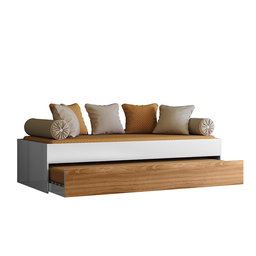 Bicama Ônix com Cama Auxiliar Nature Branco Estrutura Resistente com Rodízios - Peternella - 3