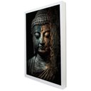 Ver imagem 1 de Quadro Decorativo Buda Meditando em Moldura Caixa Tacolado Moldura Caixa 3cm Branca com Vidro 80 X 1