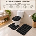Ver imagem 6 de Jogo de Banheiro Tapete Europeu 3 Peças Base Antiderrapante Macio Preto