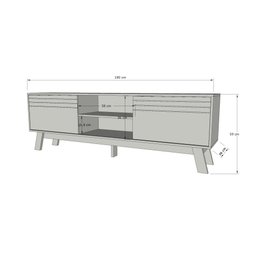 Rack Bancada Dubai 1,80cm Tv até 70” Porta Correr Peternella:off White - 4