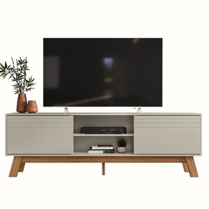 Rack Bancada Dubai 1,80cm Tv até 70” Porta Correr Peternella:off White