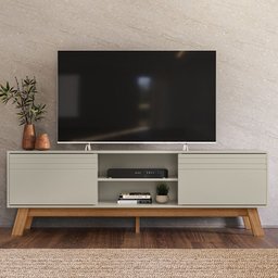 Rack Bancada Dubai 1,80cm Tv até 70” Porta Correr Peternella:off White - 2