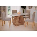 Ver imagem 1 de Conjunto: Mesa Sala Jantar Ágata Tampo Madeirado C/ Vidro 130x80cm e 4 Cadeiras Clarice Cinamomo/