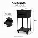Ver imagem 3 de Carrinho Gaveteiro Organizador Multiuso em Aço 2 Gavetas Preto com Rodinhas - Mad.U - Organização