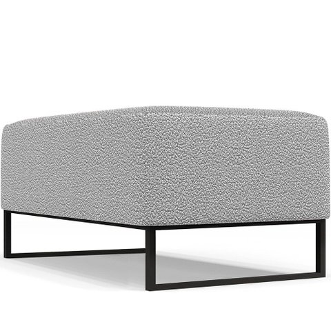 Puff Decorativo Sala de Estar Cléo 90cm Base de Ferro Preto W01 Bouclê Cinza - Lyam Decor