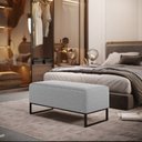 Ver imagem 2 de Puff Decorativo Sala de Estar Cléo 90cm Base de Ferro Preto W01 Bouclê Cinza - Lyam Decor