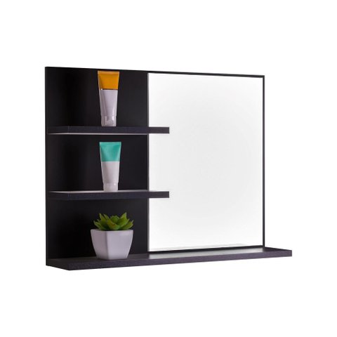 Armário para Banheiro com Espelho Lugano 60 X 45cm - Preto