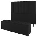 Ver imagem 1 de Kit Cabeceira e Baú Cama Box Solteiro Cora 90cm Sintético Preto - Desk Design