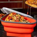 Ver imagem 3 de Porta Pizza Kit Pote Silicone Hermetico 5 Fatias para Tortas e Bolo Retratil Micro-Ondas Vermelho