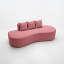 Ver imagem 5 de Sofá Tóquio Puff Orgânico Bouclé 200cm com 3 Almofadas Design Curvo Luxo para Sala e Recepção:Rosa