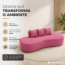Ver imagem 2 de Sofá Tóquio Puff Orgânico Bouclé 200cm com 3 Almofadas Design Curvo Luxo para Sala e Recepção:Rosa