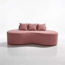 Ver imagem 6 de Sofá Tóquio Puff Orgânico Bouclé 200cm com 3 Almofadas Design Curvo Luxo para Sala e Recepção:Rosa