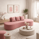 Ver imagem 1 de Sofá Tóquio Puff Orgânico Bouclé 200cm com 3 Almofadas Design Curvo Luxo para Sala e Recepção:Rosa