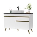 Ver imagem 2 de Gabinete Banheiro com 2 Portas e 1 Gaveta 120cm Retrô Multimóveis MP5539 Branco/Dourado