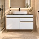 Ver imagem 7 de Gabinete Banheiro com 2 Portas e 1 Gaveta 120cm Retrô Multimóveis MP5539 Branco/Dourado
