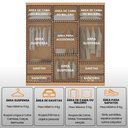 Ver imagem 2 de Guarda Roupa Casal Doble 6 Portas de Bater 4 Gavetas MDF Off White e Naturalle Moderna 220cm