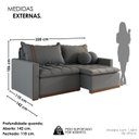Ver imagem 3 de Sofá Cama Retrátil em Madeira Eucalipto e Bouclê 220cm Flórida