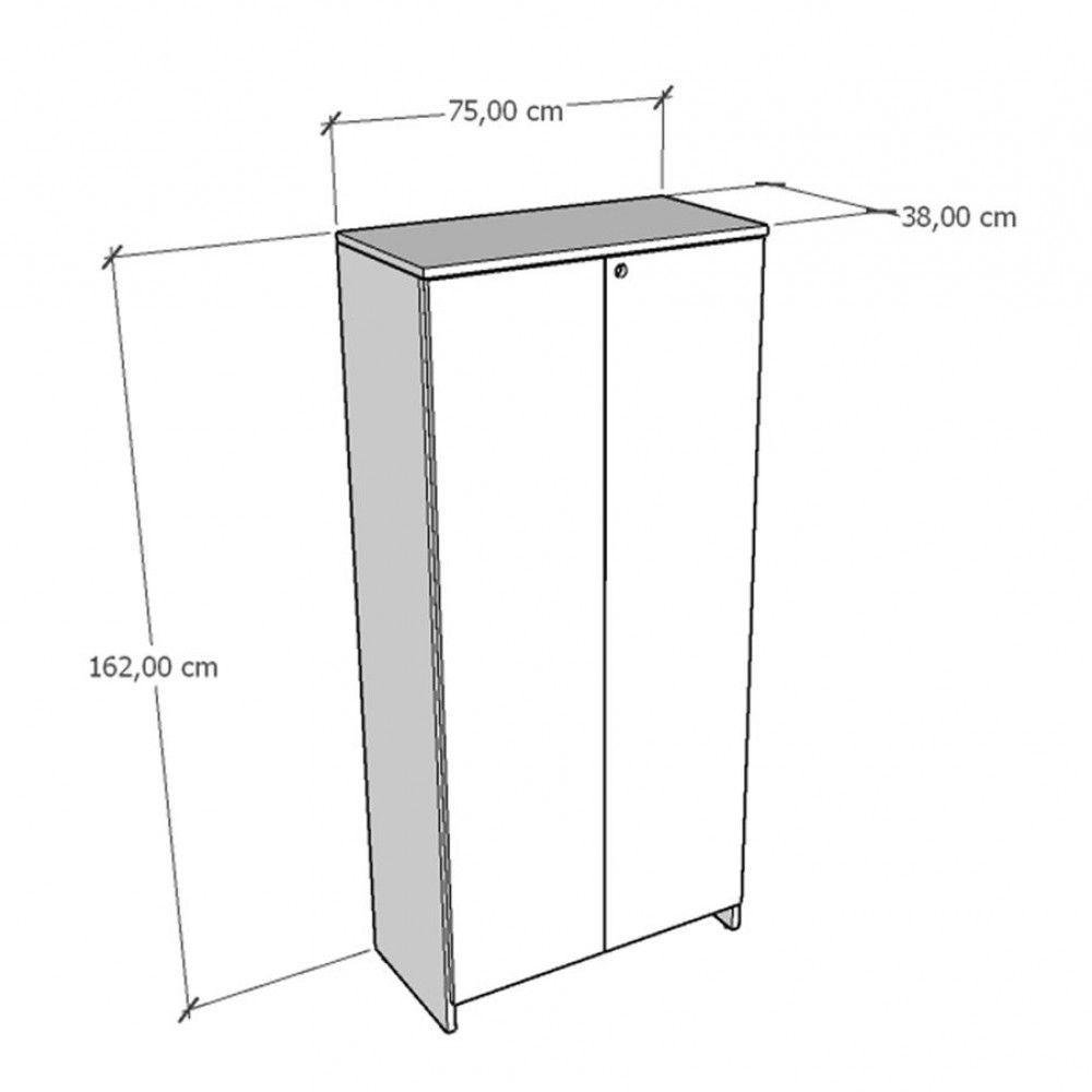 Armário Escritório 100% Mdf 2 Portas Alto com Chave Branco - 3