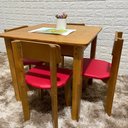 Ver imagem 3 de Conjunto Infantil Mesa com 4 Cadeirinhas Estofadas Cor:vermelha